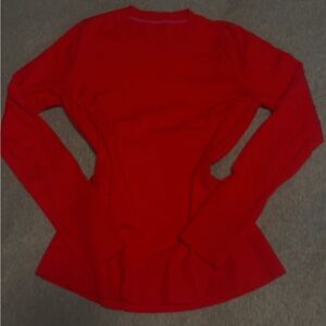 Red Long-Sleeve Women’s Crewneck Top